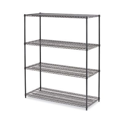 Alera® All-Purpose Wire Shelving Starter Kit, Four-Shelf, 60w x 24d x 72h, Black Anthracite Plus