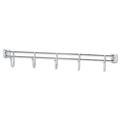 Alera® Hook Bars For Wire Shelving, Five Hooks, 24" Deep, Silver, 2 Bars/Pack
