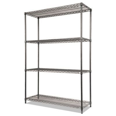 Alera® Wire Shelving Starter Kit, Four-Shelf, 48w x 18d x 72h, Black Anthracite Alera® Wire Shelving Starter Kit, Four-Shelf, 48w x 18d x 72h, Black Anthracite