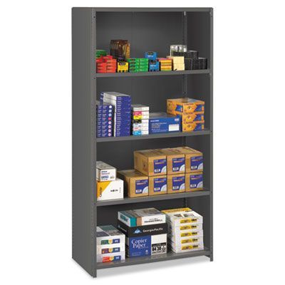 Tennsco Closed Commercial Steel Shelving, Five-Shelf, 36w x 18d x 75h, Medium Gray Tennsco Closed Commercial Steel Shelving, Five-Shelf, 36w x 18d x 75h, Medium Gray