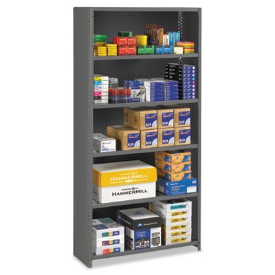 Tennsco Closed Commercial Steel Shelving, Six-Shelf, 36w x 12d x 75h, Medium Gray Tennsco Closed Commercial Steel Shelving, Six-Shelf, 36w x 12d x 75h, Medium Gray