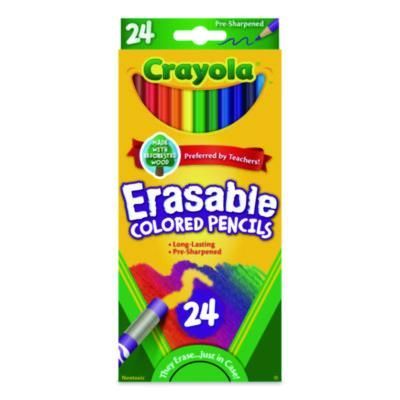 Crayola® Erasable Color Pencil Set, 3.3 mm, 2B, Assorted Lead and Barrel Colors, 24/Pack Crayola® Erasable Color Pencil Set, 3.3 mm, 2B, Assorted Lead and Barrel Colors, 24/Pack