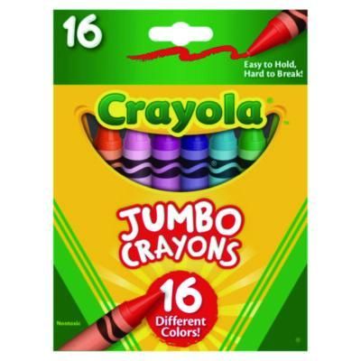 Crayola® Jumbo Crayola Crayons, Jumbo Size, 0.56" x 5", 16 Assorted Colors, 16/Box
