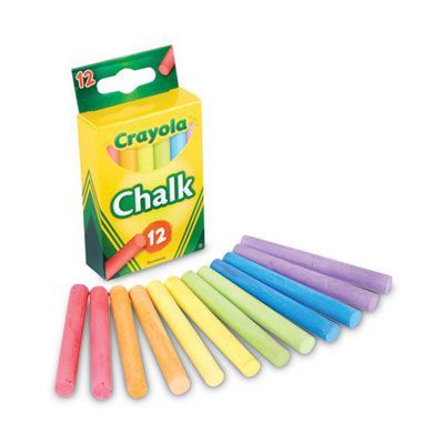 Crayola® Chalk, 3 Crayola® Chalk, 3" x 0.38" Diameter, 6 Assorted Colors, 12 Sticks/Box