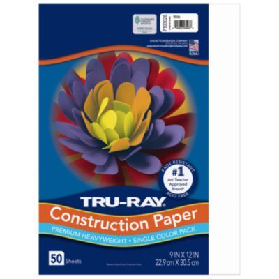 Pacon® Tru-Ray Construction Paper, 76 lb Text Weight, 9 x 12, White, 50 Sheets/Pack, 50 Packs/Carton Pacon® Tru-Ray Construction Paper, 76 lb Text Weight, 9 x 12, White, 50 Sheets/Pack, 50 Packs/Carton