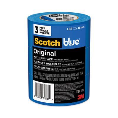 ScotchBlue™ Original Multi-Surface Painter's Tape, 3 ScotchBlue™ Original Multi-Surface Painter's Tape, 3" Core, 1.88" x 60 yds, Blue, 3/Pack