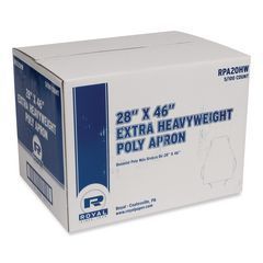AmerCareRoyal® Heavyweight Poly Aprons, 28 x 46, 1.77 mil, One Size Fits Most, White, 500/Carton