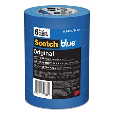 ScotchBlue™ Original Multi-Surface Painter's Tape, 3 ScotchBlue™ Original Multi-Surface Painter's Tape, 3" Core, 0.94" x 60 yds, Blue, 6/Pack