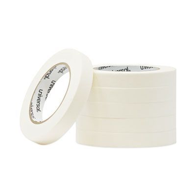 Universal® Removable General-Purpose Masking Tape, 3" Core, 18 mm x 54.8 m, Beige, 6/Pack