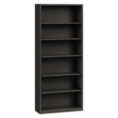 HON® Metal Bookcase, Six-Shelf, 34.5w x 12.63d x 81.13h, Charcoal HON® Metal Bookcase, Six-Shelf, 34.5w x 12.63d x 81.13h, Charcoal