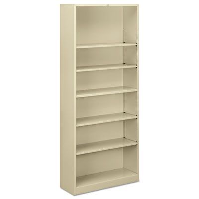 HON® Metal Bookcase, Six-Shelf, 34.5w x 12.63d x 81.13h, Putty HON® Metal Bookcase, Six-Shelf, 34.5w x 12.63d x 81.13h, Putty