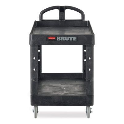 Rubbermaid® Commercial BRUTE Heavy-Duty Utility Cart with Lipped Shelves, Plastic, 2 Shelves, 500 lb Capacity, 25.9 Rubbermaid® Commercial BRUTE Heavy-Duty Utility Cart with Lipped Shelves, Plastic, 2 Shelves, 500 lb Capacity, 25.9" x 45.2" x 32.2", Black