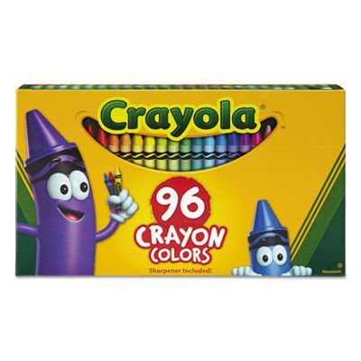 Crayola® Classic Color Crayons, Classic Flip-Top Box with Built-In Sharpener, Regular Size, 0.31 Crayola® Classic Color Crayons, Classic Flip-Top Box with Built-In Sharpener, Regular Size, 0.31" x 3.63", 96 Assorted Colors, 96/Pack