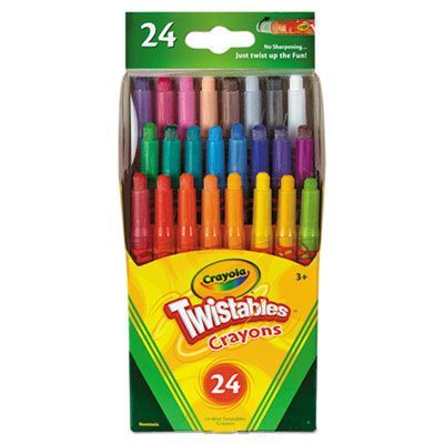 Crayola® Twistables Mini Crayons, Miniature Size, 0.44" x 4", 24 Assorted Colors, 24/Pack