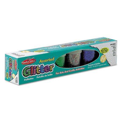Creative Arts® Charles Leonard Glitter Set, Assorted, 0.75 oz Shaker-Top Jar, 6/Set