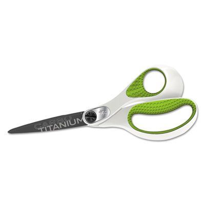 Westcott® CarboTitanium Bonded Scissors, 8 Westcott® CarboTitanium Bonded Scissors, 8" Overall Length, 3.25" Cut Length, Straight White/Green Handle