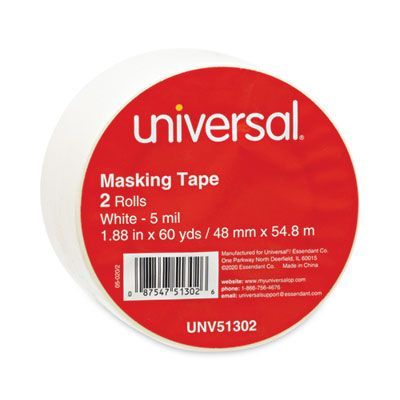 Universal® General-Purpose Masking Tape, 3 Universal® General-Purpose Masking Tape, 3" Core, 48 mm x 54.8 m, Beige, 2/Pack