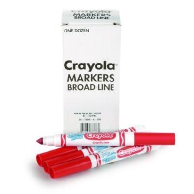 Crayola® Broad Line Washable Markers, Broad Bullet Tip, Red, 12/Box Crayola® Broad Line Washable Markers, Broad Bullet Tip, Red, 12/Box