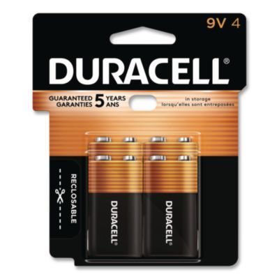 Duracell® CopperTop Alkaline 9V Batteries, 4/Pack