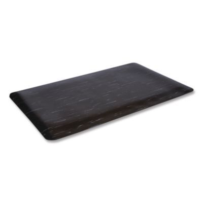 Crown Cushion-Step Marbleized Rubber Mat, Rectangular, Black Smooth Surface, 36" x 72"