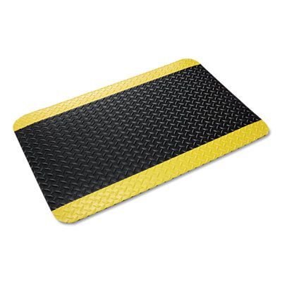 Crown Industrial Deck Plate Anti-Fatigue Mat, Rectangular, Black/Yellow Raised Diamond Surface, 36