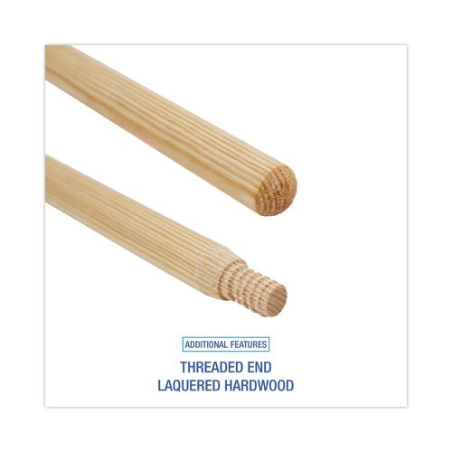 Heavy-Duty Threaded End Lacquered Hardwood Broom Handle, 1.13