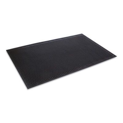 Crown Crown-Tred Indoor/Outdoor Scraper Mat, Black Loop-Twist Ribbed Rubber Surface, 43.75