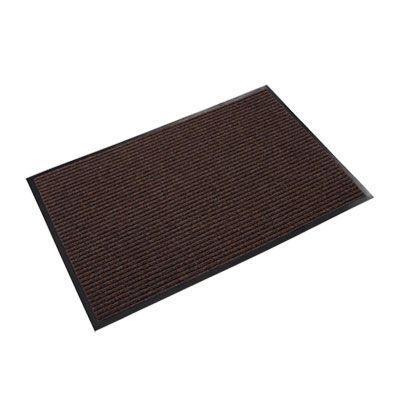 Crown Needle-Rib Wiper/Scraper Mat, Rectangular, Brown Ribbed Surface, 36