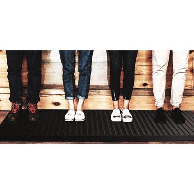 Floortex® AFS-TEX 6000X Anti-Fatigue Mat, Rectangular, Midnight Black Ribbed Surface, 23
