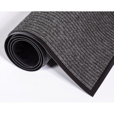 Crown Needle-Rib Wiper/Scraper Mat, Rectangular, Gray Ribbed Surface, 36