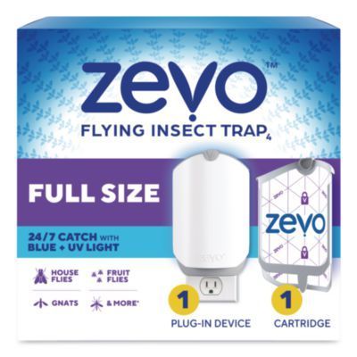 Zevo™ Flying Insect Indoor Fly Trap, 1 Plug-In Base, 1 Refill Cartridge, 4/Carton