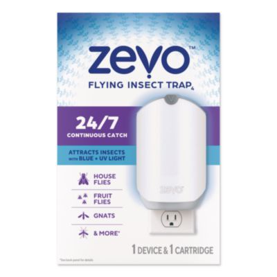 Zevo™ Flying Insect Indoor Fly Trap, 1 Plug-In Base, 1 Refill Cartridge, 4/Carton