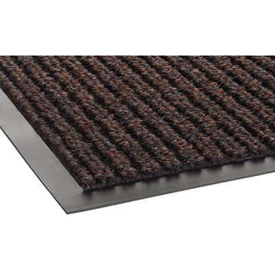 Crown Needle-Rib Wiper/Scraper Mat, Rectangular, Brown Ribbed Surface, 36