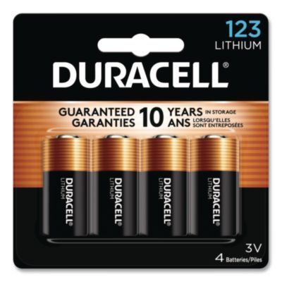 Duracell® Specialty High-Power Lithium Batteries, 123, 3 V, 4/Pack