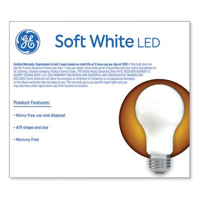 GE Classic LED SW Non-Dim A19 Light Bulb, 9 W, Soft White, 2/Pack