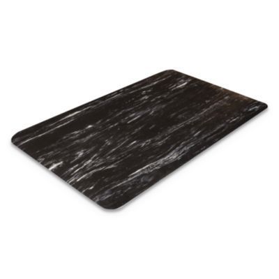 Crown Cushion-Step Marbleized Rubber Mat, Rectangular, Black Smooth Surface, 36