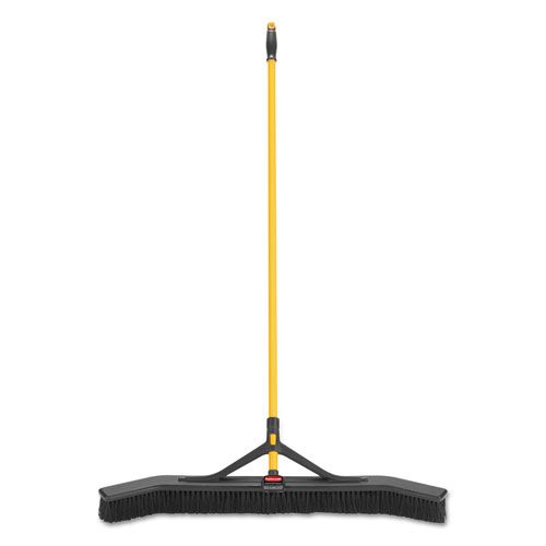 Maximizer Push-to-Center Broom, 36 x 58.13, Polypropylene Bristles, Steel Handle, Yellow/Black