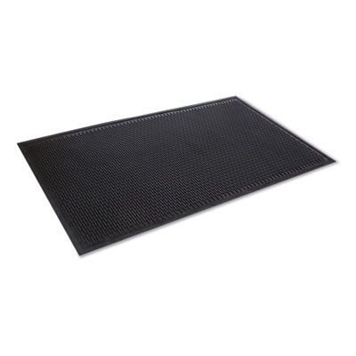 Crown Crown-Tred Indoor/Outdoor Scraper Mat, Black Loop-Twist Ribbed Rubber Surface, 35.5