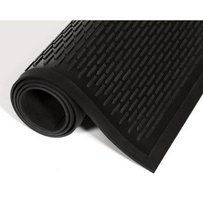 Crown Crown-Tred Indoor/Outdoor Scraper Mat, Black Loop-Twist Ribbed Rubber Surface, 35.5