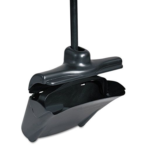 Lobby Pro Upright Dustpan, with Cover, 12.5 x 37, Plastic/Metal, Black