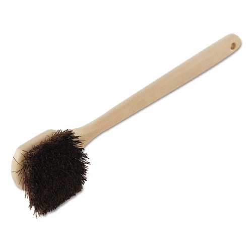 Utility Brush, Brown Palmyra Fiber Bristles, 5.5 Utility Brush, Brown Palmyra Fiber Bristles, 5.5" Brush, 14.5" Tan Plastic Handle