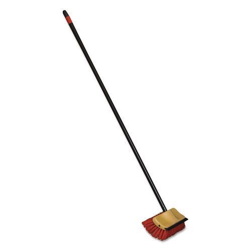 Bi-Level Floor Scrub Brush, Red Polypropylene Bristles, 10 Bi-Level Floor Scrub Brush, Red Polypropylene Bristles, 10" Brush, 54" Black Metal Handle