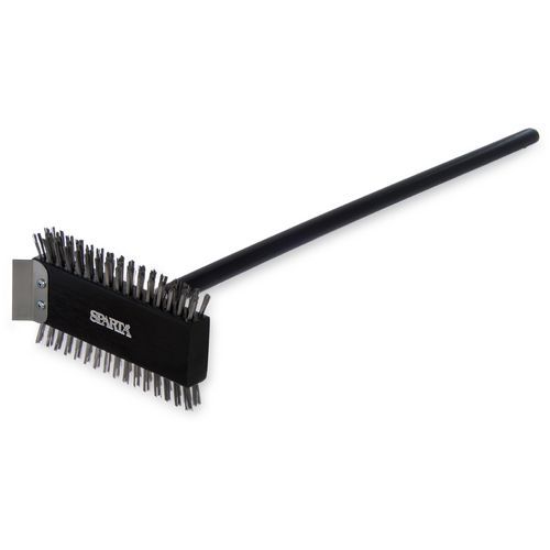 Sparta Broiler Master Grill Brush and Scraper with Handle, Metal Bristles, 30.5 Sparta Broiler Master Grill Brush and Scraper with Handle, Metal Bristles, 30.5" Black Wood Handle