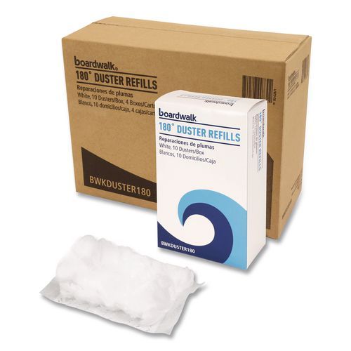 180 Duster Refills, Soft Fluffy Fibers, White, 10 Dusters/Box, 4 Boxes/Carton