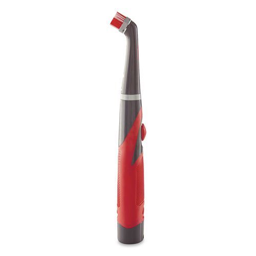 Multi-Purpose Cordless Battery Power Scrubber, Red/White Nylon Bristles, 12.68 Multi-Purpose Cordless Battery Power Scrubber, Red/White Nylon Bristles, 12.68" Brush, 7" Red/Black Handle