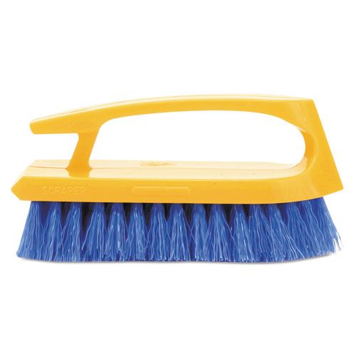 Iron-Shaped Handle Scrub Brush, Blue Polypropylene Bristles, 6 Iron-Shaped Handle Scrub Brush, Blue Polypropylene Bristles, 6" Brush, 6" Yellow Plastic Handle