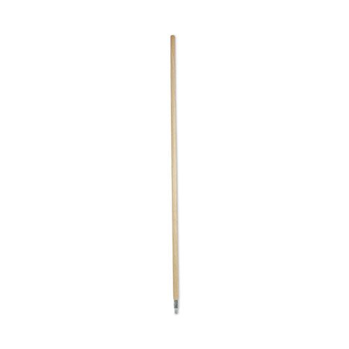 Metal Tip Threaded Hardwood Broom Handle, 1.13 Metal Tip Threaded Hardwood Broom Handle, 1.13" dia x 60", Natural
