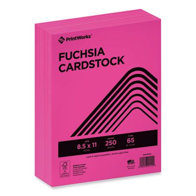 PrintWorks® Professional Color Cardstock, 65 lb Cover Weight, 8.5 x 11, Fuchsia, 250/Ream