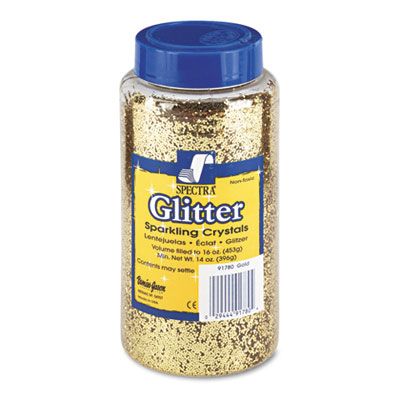 Pacon® Spectra Glitter, 0.04 Hexagon Crystals, Gold, 16 oz Shaker-Top Jar