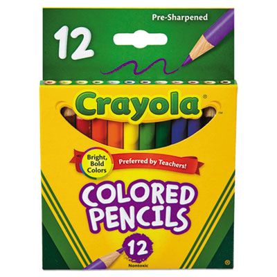 Crayola® Short-Length Colored Pencil Set, 3.3 mm, 2B, Assorted Lead and Barrel Colors, Dozen